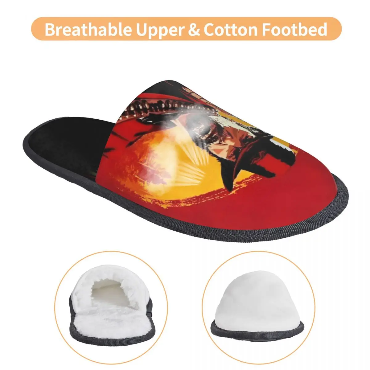 Red Redemptions Slippers Bedroom Cowboy Gaming Soft Household Fur Slides Slippers Non-slip