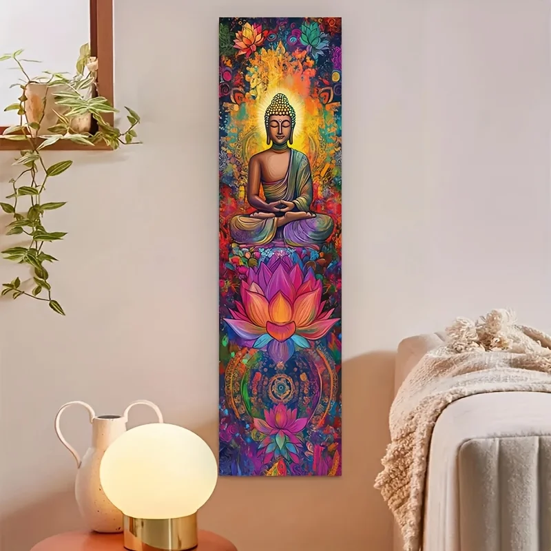 Tapestry Custom Tapestry Blanket 1 Vertical Wall-Hanging Tapestry - Buddha Mandala Meditation Art with Vivid Lotus Pattern for