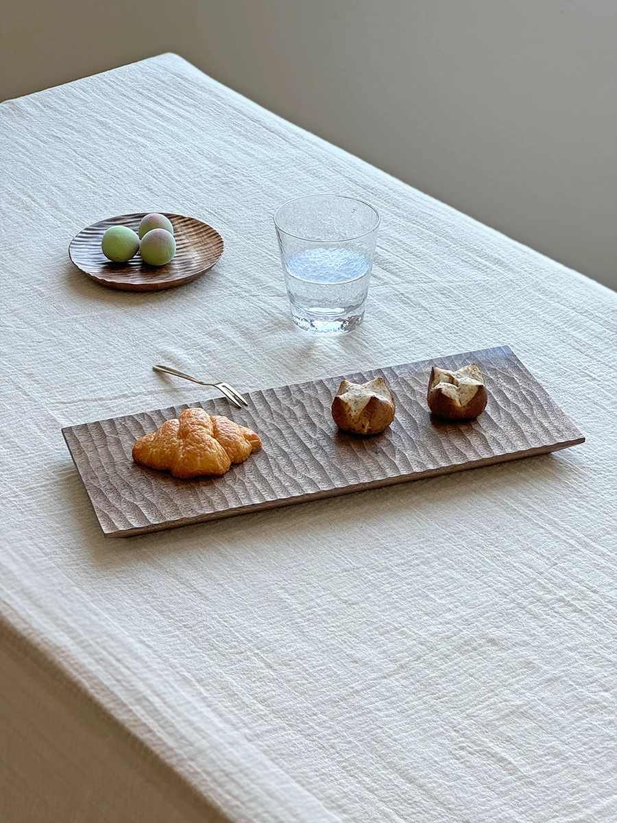 Handcrafted Japanese Style Tea Tray Wooden Rectangle Plate Black Walnut Material High Aesthetic Value Dry Puffing Table Kung ...