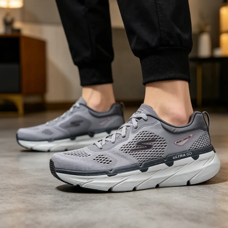 Skechers Men's 2026 Summer New Running Shoes, Breathable Cushioning Athletic Sneakers 220068-GYRD
