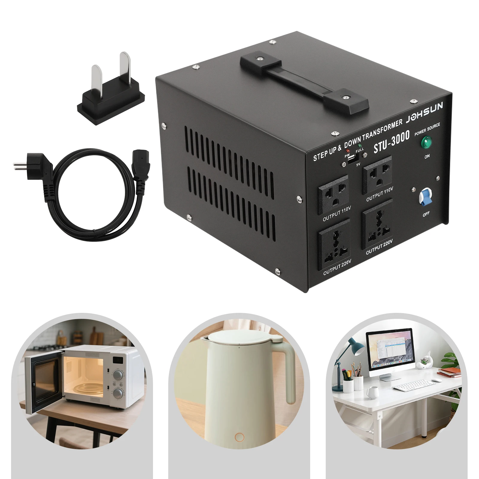 3000 واط محول جهد كهربي محول 110 فولت/220 فولت تصعيد/أسفل الولايات المتحدة التوصيل الحديد حالة 3-وضع 5 فولت USB فيوز حماية للمنزل الصناعية #3