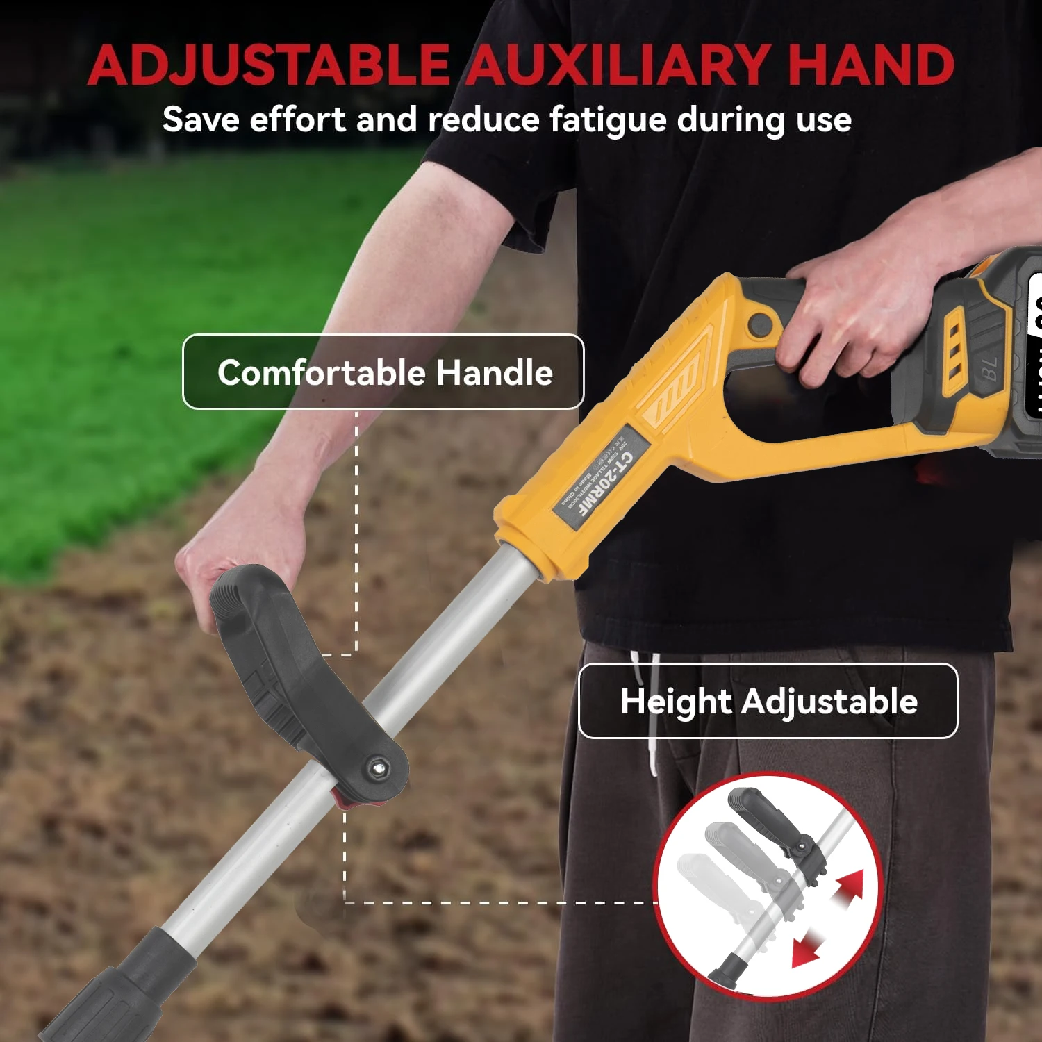 Mini Electric Tiller with Lithium Battery Small Household Electric Hoe Rotary Tiller Handheld Electric Mini Tiller with Battery