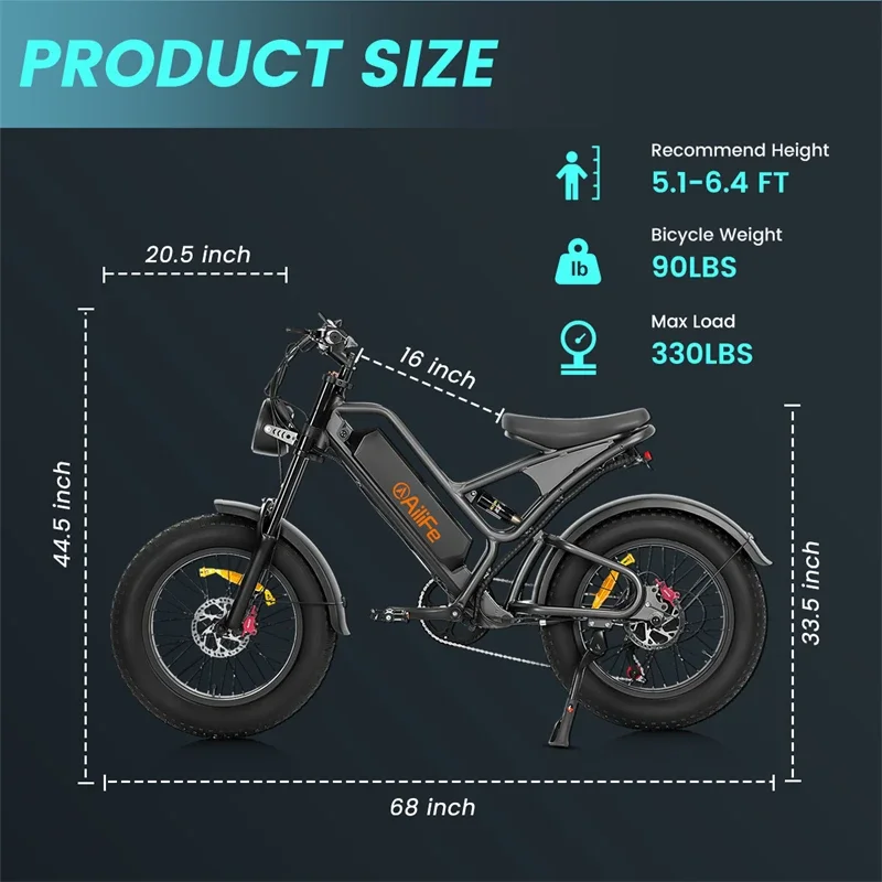 X20B E-Bike 750W Motor 48V16ah Battery All Terrain Motorcycle Electric Bike 20*4.0 Inch Fat Tire with Headlight Electric Bicycle