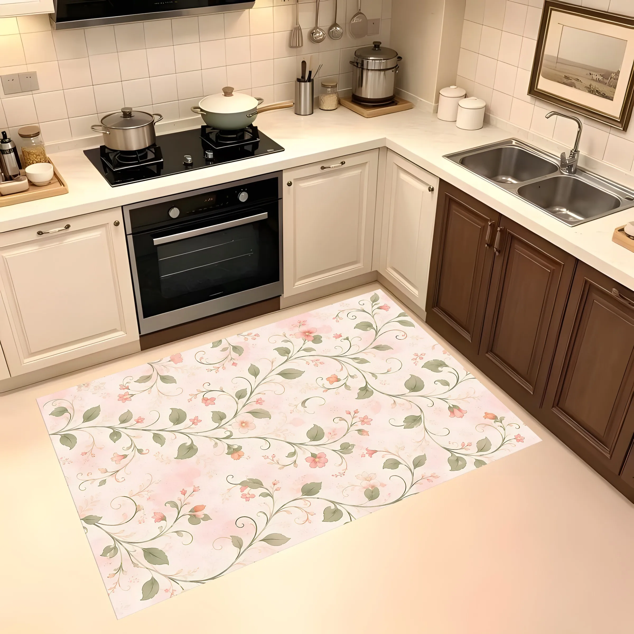 Area Rug Soft Pink Floral Print Velvety Texture Smooth Decorative for Living Room Bedroom Home Decor