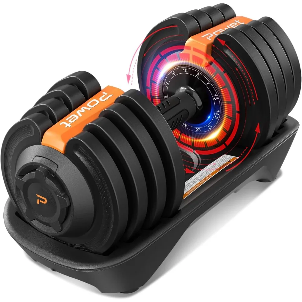 Adjustable Dumbbell Set 40LB to 3LB Weight Set 12 Free Weights Adjustable Dumbbell Set with Tray 1-Sec Fast Adjustable Men Women