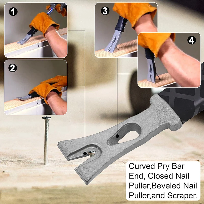 Multi Function Demolition Tool Hammer Nail Puller Chisel Pry Bar for Prying Chisel Knocking Suitable for Fire Rescue