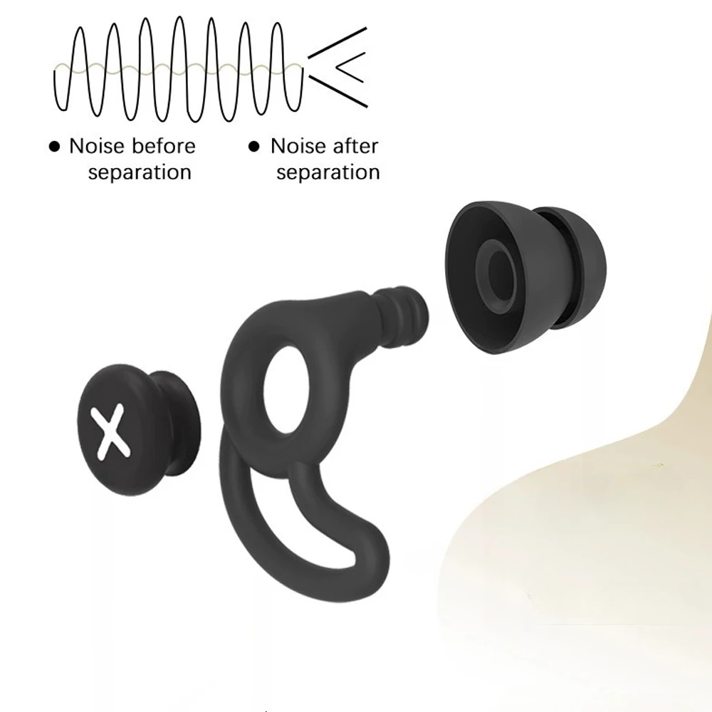 2-layers Concert Earplugs Reusable Silicone Noise Cancelling Earplug Shark Fin Outlook Design Swimming Sleep Aid Soft Ear Plug