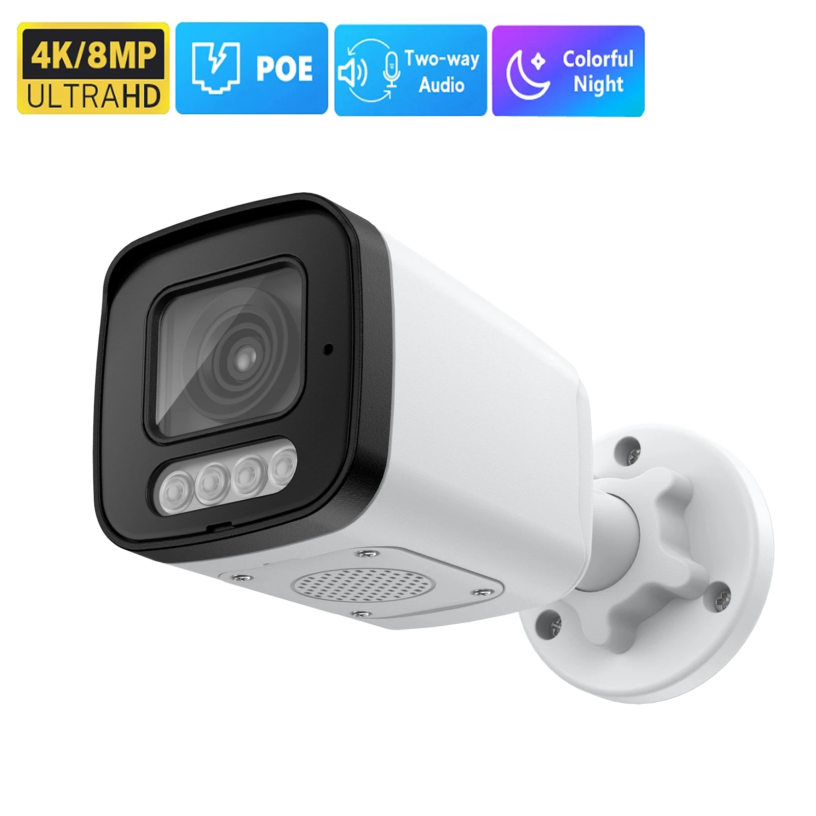 

2.8mm Wide Angle 4K 8MP 5MP 4MP IP Camera Audio Outdoor POE H.265 Onvlf Metal Bullet CCTV Color Night Vision Security Camera