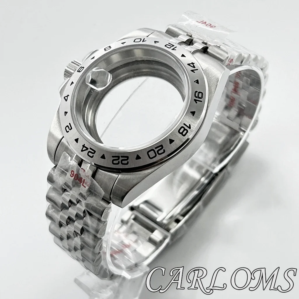 TOP 39mm ETA2824 PT5000 NH34 NH35 NH36 NH38 NH70 Silver GMT Watch Case With Sapphire Glass