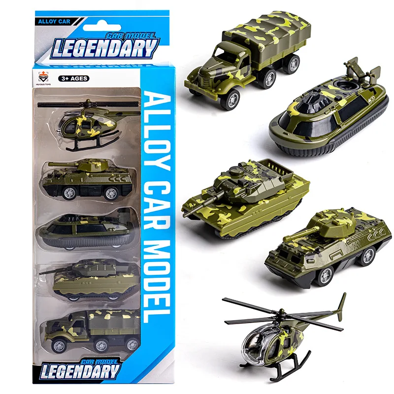 

Набор из 5 предметов: игрушечные машинки из сплава, военные танки и вертолеты с выдвижной функцией, реалистичные модели моделирования