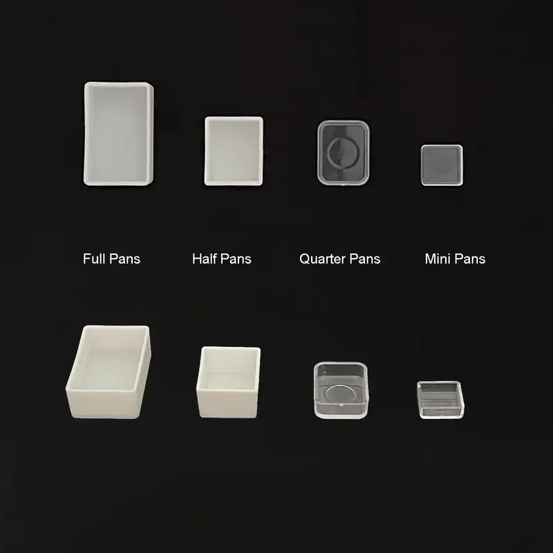 50/100pcs 0.5ml Empty Tiny Watercolor Pans Rounded Corner Transparent Quarter Paint Pans Palette，Artist & Student Perfect Gift