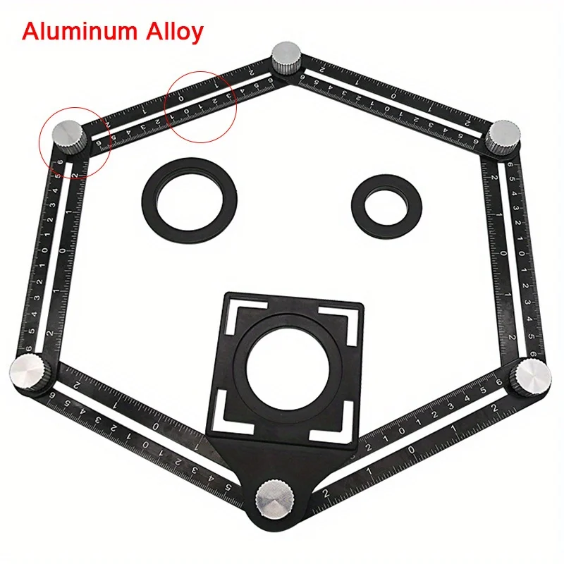 6 Fold Set Construction Angle Measuring Ruler Aluminum Alloy Perforated Mold Template Tool Locator Drill Guide Tile Hole