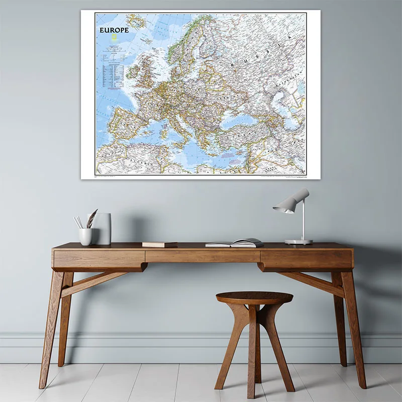English Language The European Map School Supplies Vintage Decorative Travel Map Unframed Foldable Wall Poster Home Decor