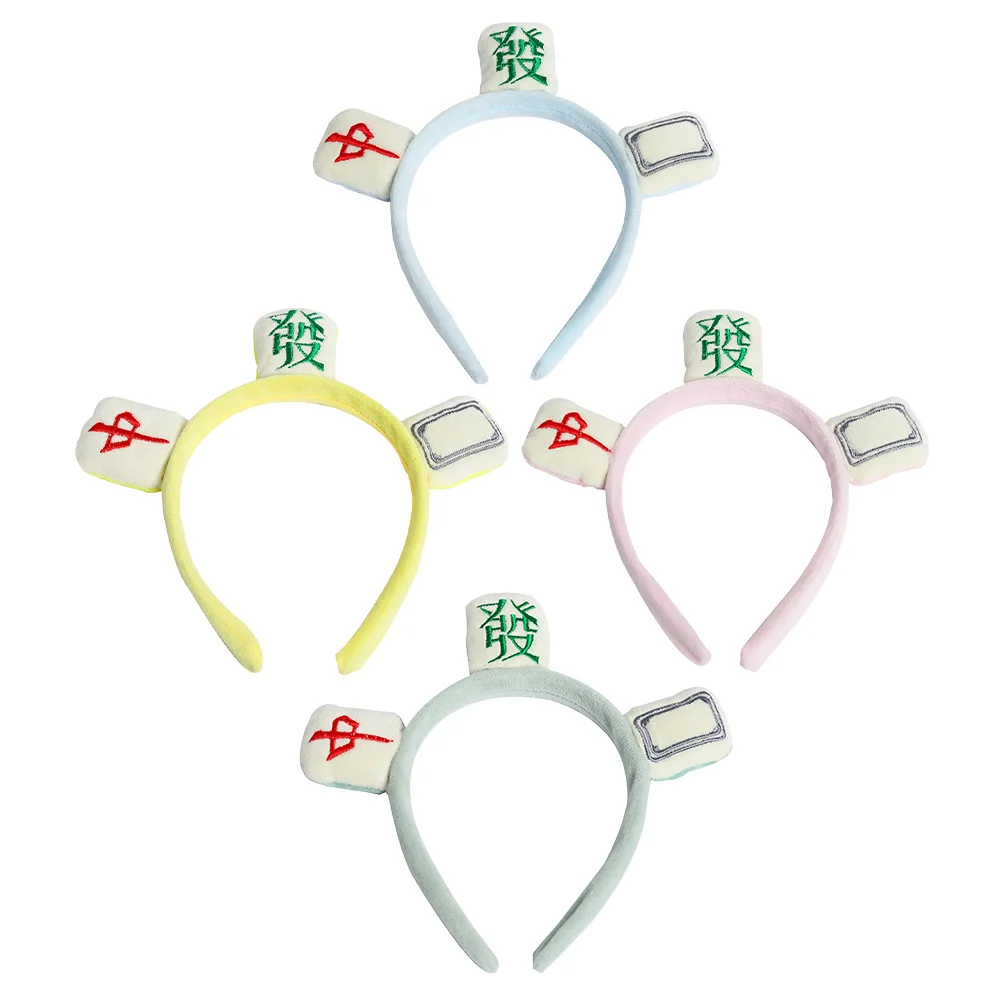 

4 Pcs Head Band Funny Mahjong Headband Lovely Hairband Headbands Girl Washing Face Creative Child