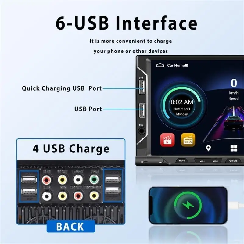 Car Radio BluetoothWireless MP3-Multimedia Player AUX USB FM Stereo-Audio Player