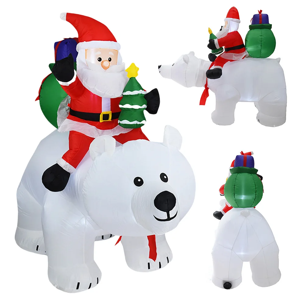 

Christmas Inflatables Santa Claus with Polar Bear Christmas Blow Up Santa Yard Decorations Xmas Outdoors Yard Party Garden Decor