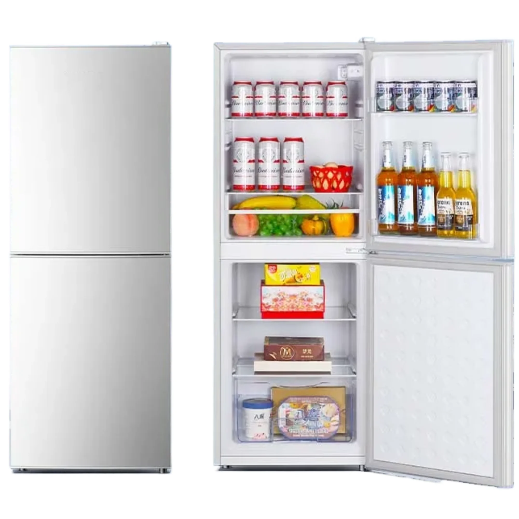 Mini refrigerador de barra con ahorro de energía de 135L, refrigeradores de doble puerta, congelador vertical para uso doméstico en hotel, BCD-135A202