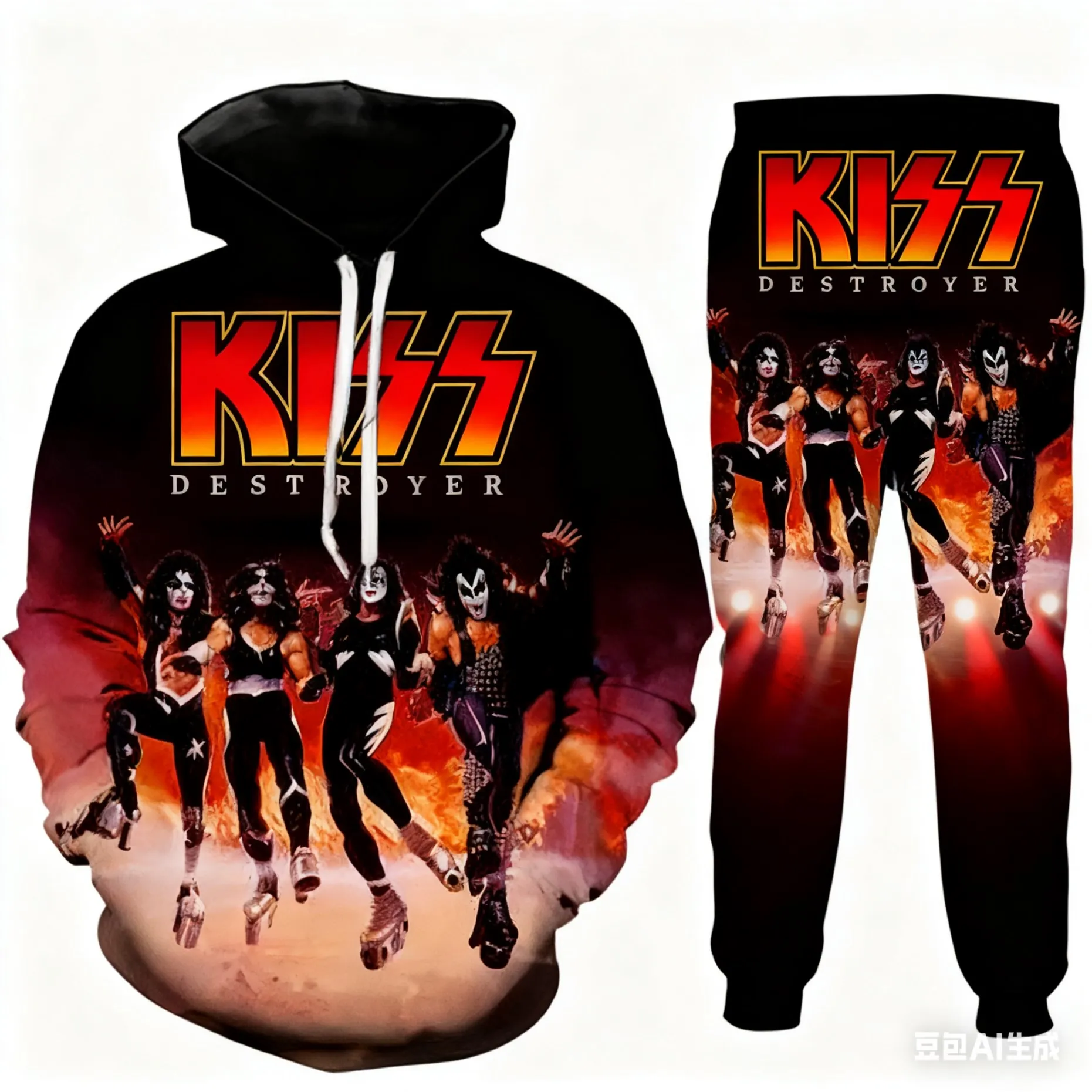 

Popular Rock Hoodie Sweatshirt KISS Band Ace Frehley Hoodie Set 3D Print Pullover Hoodie Set Harajuku Style Fashion for Men ﻿﻿