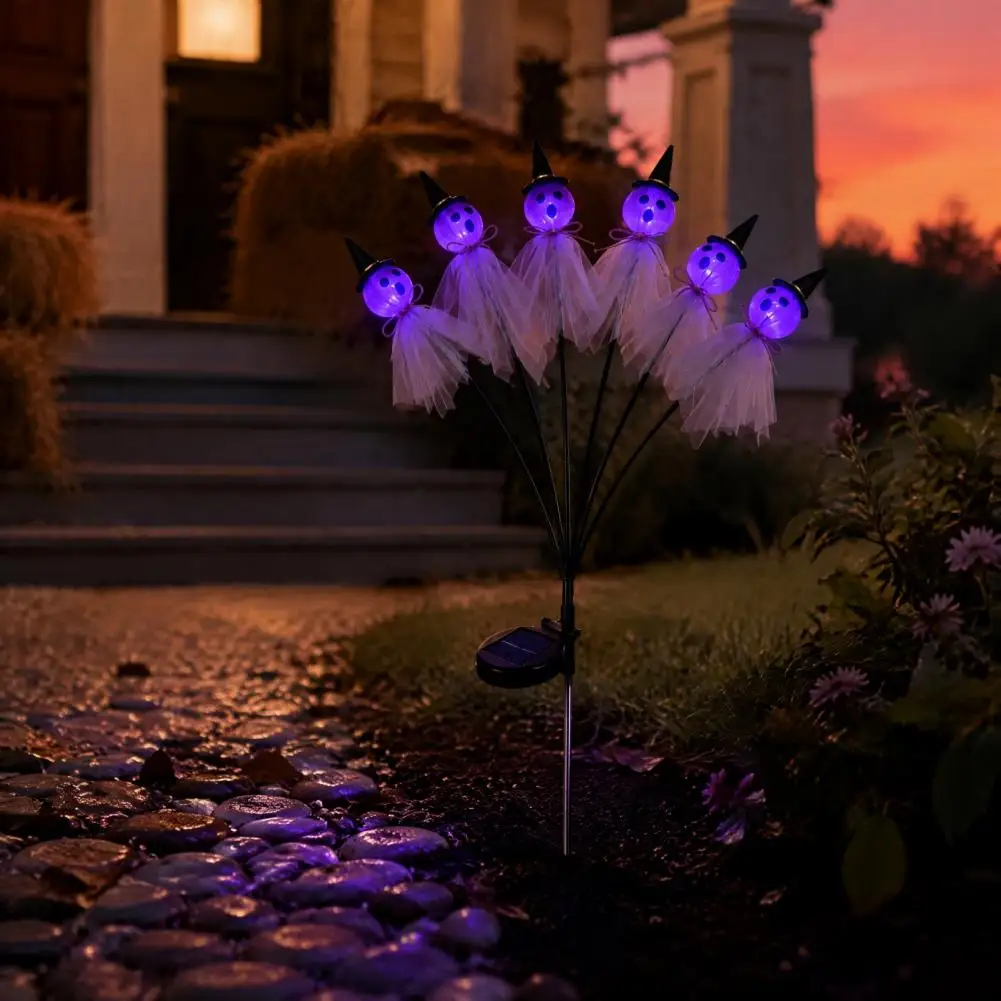 Solar Powered Halloween Ghost Lights Outdoor Decorative Garden Stakes Halloween Outdoor Ghost Decorations Solar Powered Led