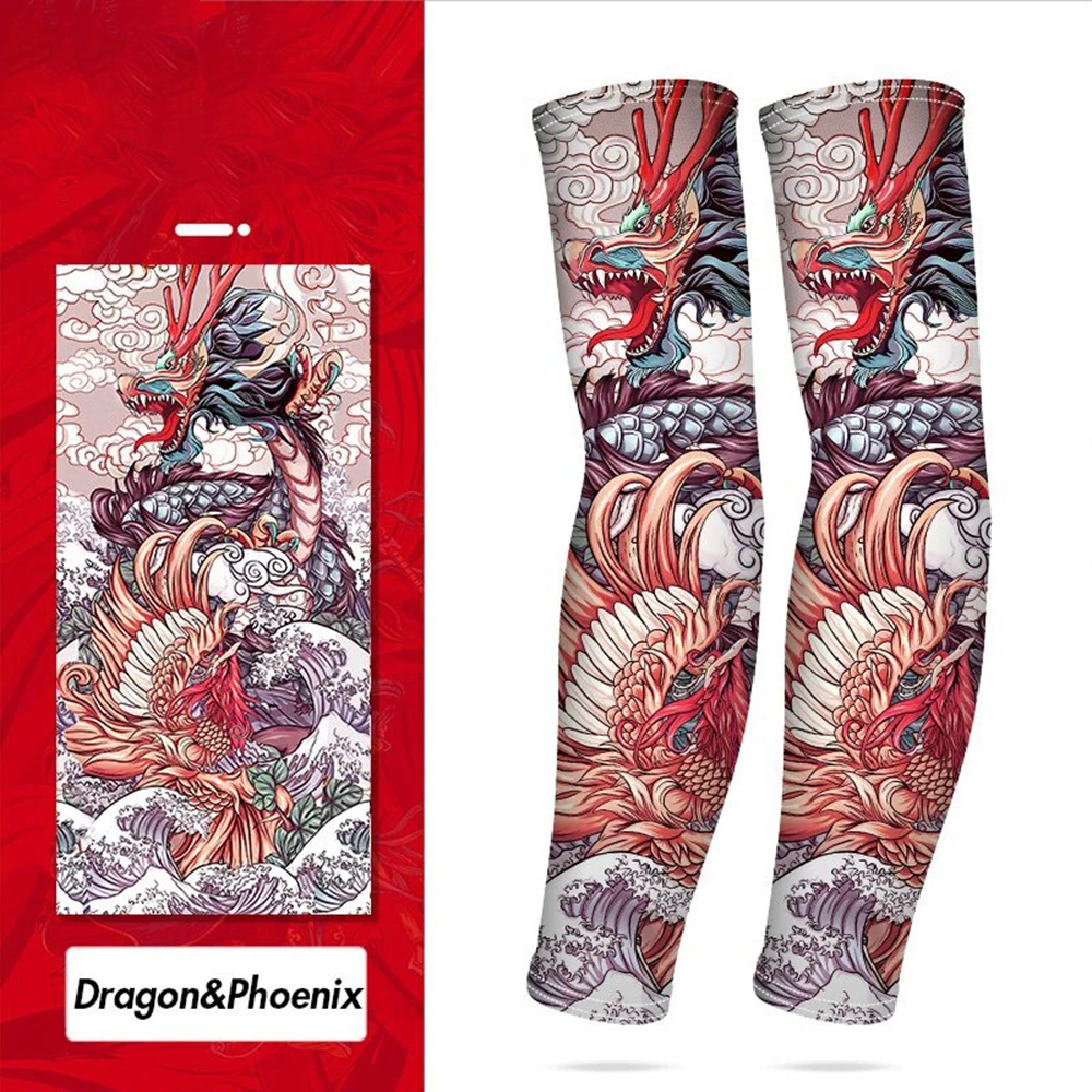 Seamless Tattoo Sleeves Anti-UV/Dust Hand Sock Arm Sleeves Fishing Motorcycle Bicycle Unisex Tattoo Sleeve Set A Pair