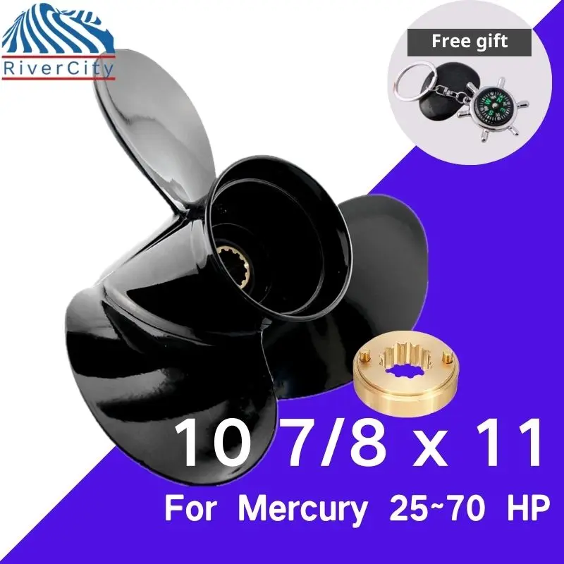 For Mercury 25hp 30hp 35hp Outboard Propeller 10 7/8x11 Boat Motor Aluminum Alloy Screw Ship Marine Engine 3 Blade 13 Spline