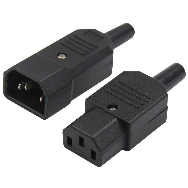 3 Pin IEC electrical AC 110v 250v Male Female power Plug supply Socket cable wire connector Straight C13 C14 10A Rewirable P1