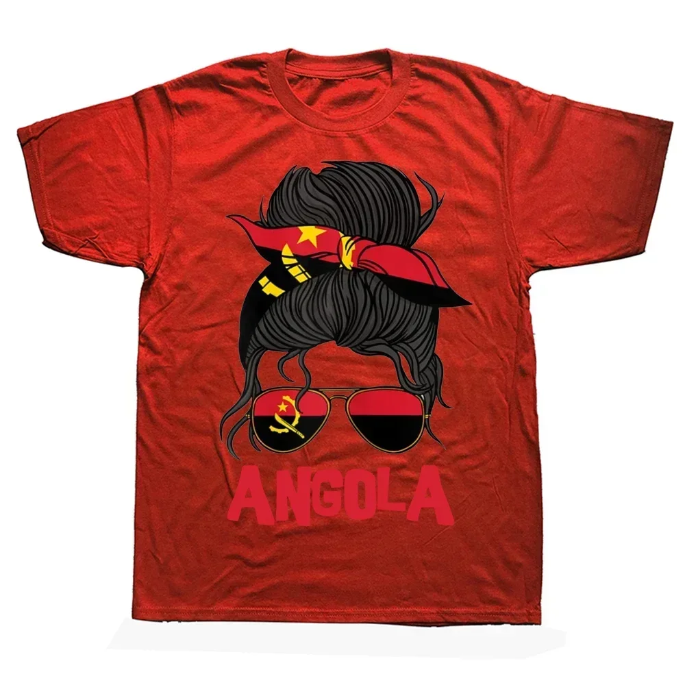 Summer Style Graphic Cotton Streetwear Short Sleeve Birthday Gifts T-shirt Mens Clothing Funny Angola Girl Angolan Flag T Shirt view 2