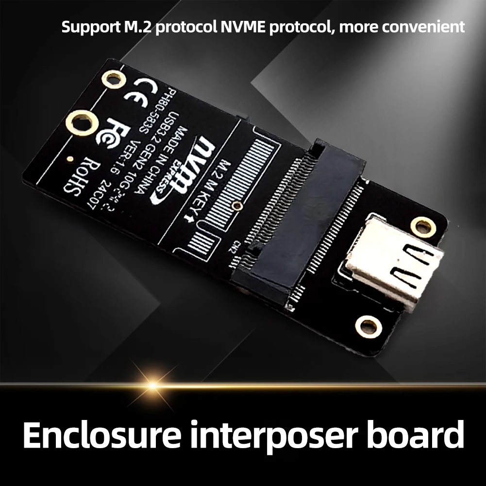 

NVME M.2 To Type-C SSD Case Converter Board HDD Enclosure Interposer Board JMS583 Chip USB3.2 10Gbps for 2230 2242 2260 2280 SSD