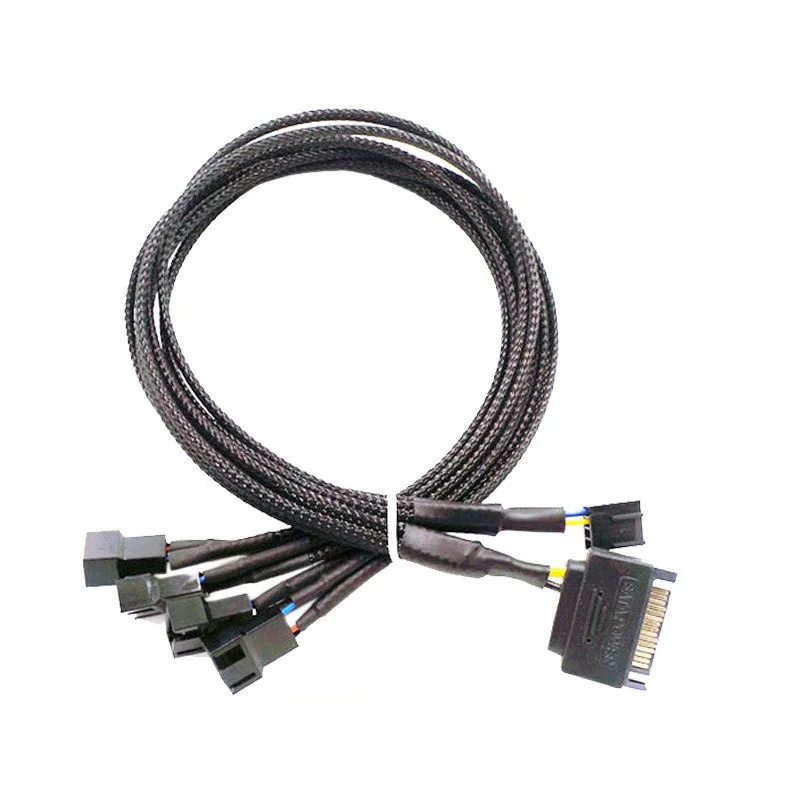 Fan Extension Power Splitter Cable Connector 12V 15Pin SATA to 4 Pin Power Adapter for HUB Case Cooler Y Cord