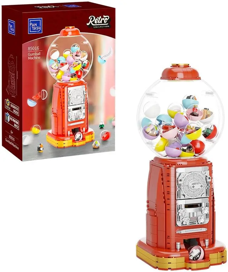 Retro Gumball Machine Building Set with Interactive Gameplay