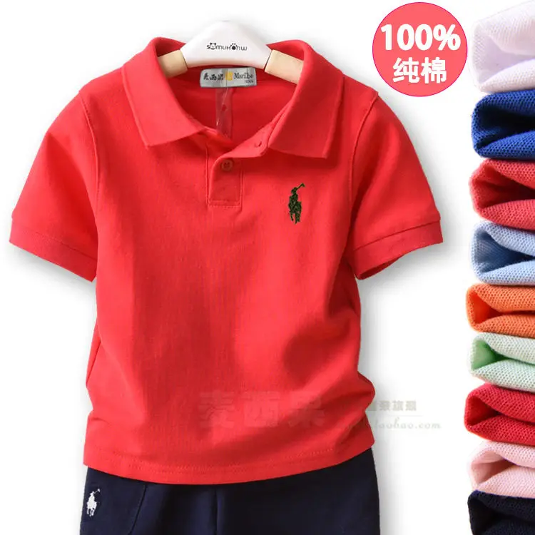 

100% Cotton Boy's Short-Sleeved T-shirt Children's Medium and Large Kids Summer Clothing Girls' Tee 2022 New Baby Polo Shirt