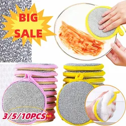 Kitchen Double-Sided Dishwashing Sponge Reusable Brushing Pots Wipes Pans Cleaning Cloth Home Grease Removal Dishwashing Cloth