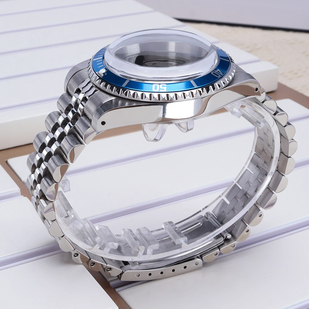 38mm Edelstahl-Uhrengehäuse mit gewölbtem Acrylglas für Retro Submariner NH35 NH36 NH34 4R36 Uhrwerke, einseitig drehbare 120-Klick-Funktion – Detail 3