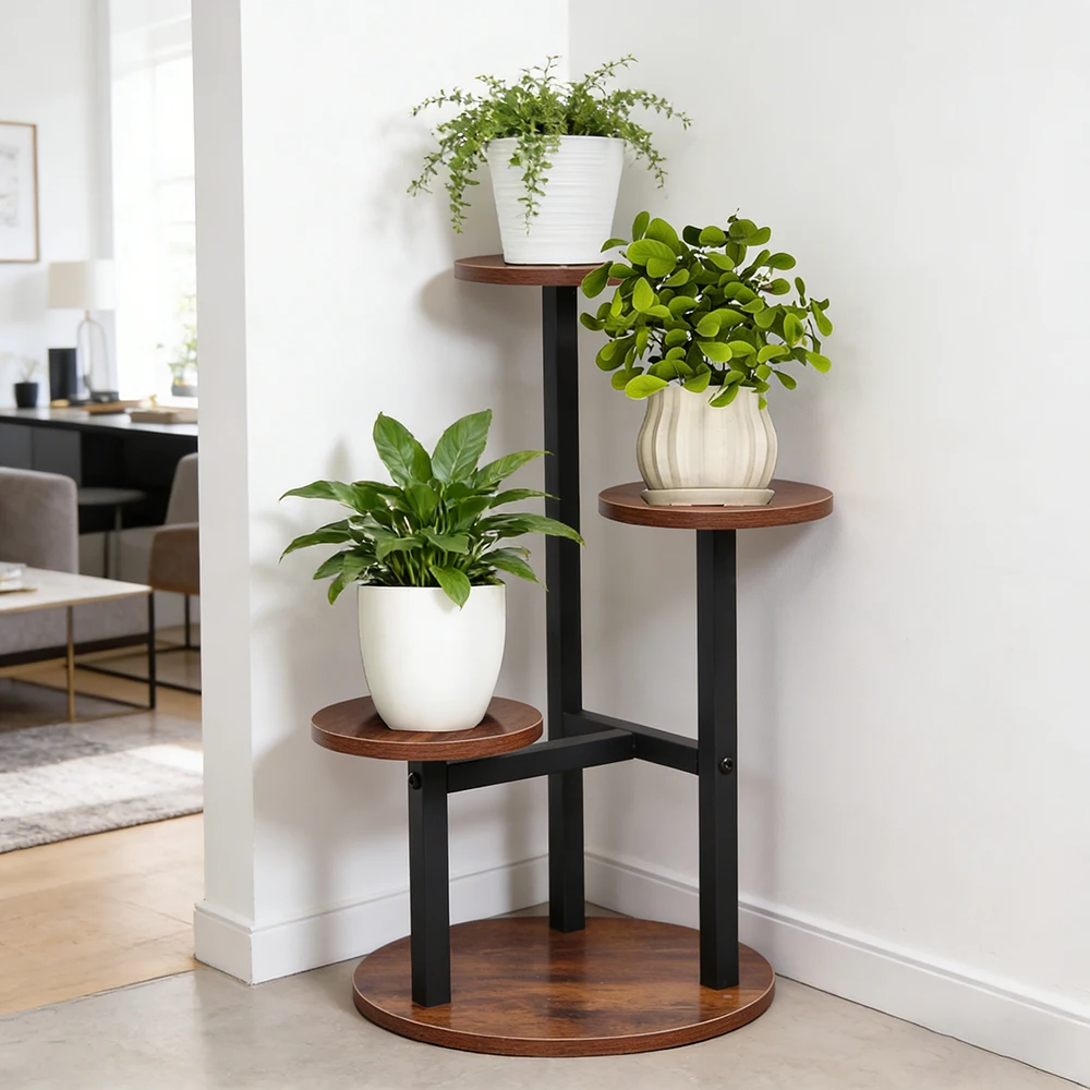 3-Tier Rustic Wood & Metal Pla - Home Bar Shelf recension och pris