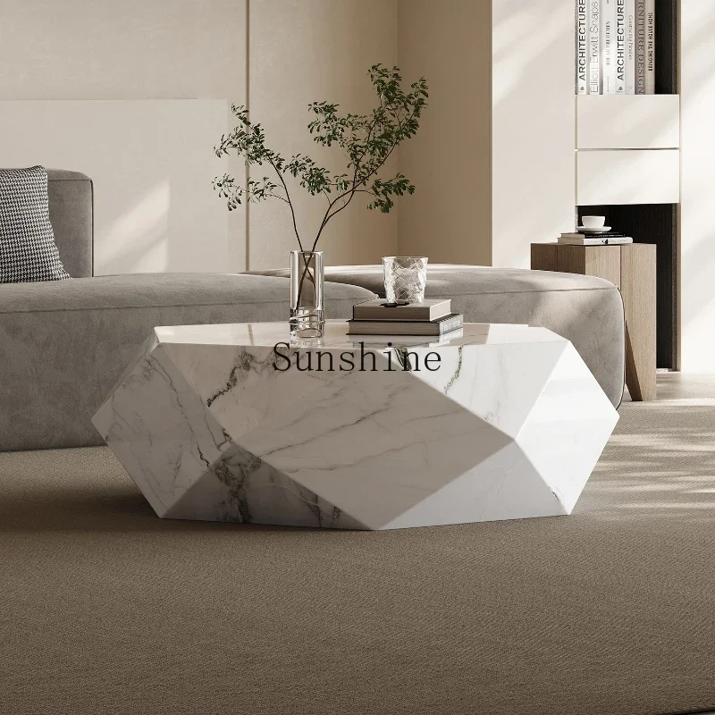 Modern simple special-shaped rock slab tea table polygon niche Italian minimalist coffee table