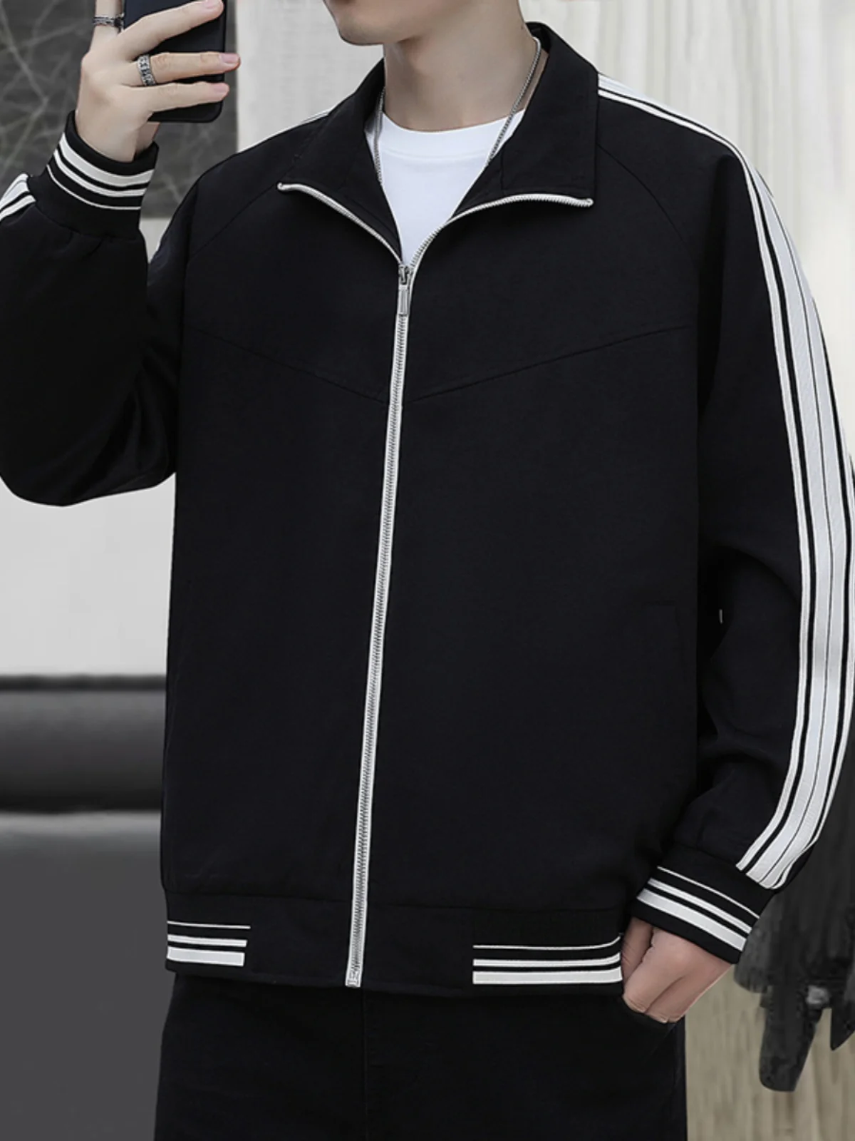 

Мужская осенне-зимняя куртка с воротником-стойкой, тонкая рабочая одежда без шапки, весеннее повседневное пальто, верхняя одежда, полосатое пальто, молодежное модное пальто