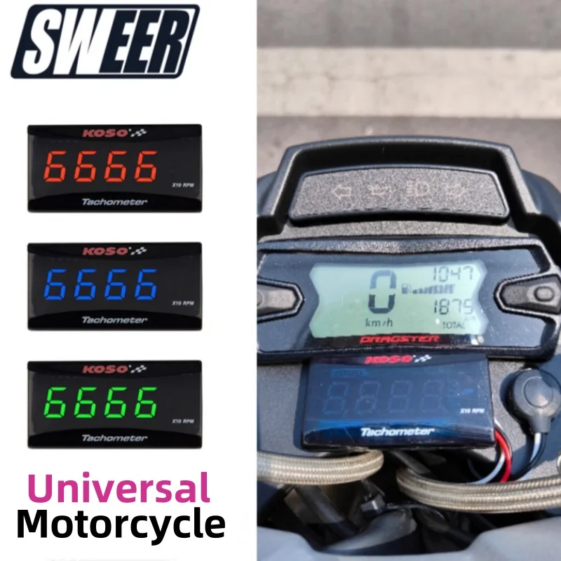 

For Yamaha Suzuki Kawasaki BMW KOSO RPM Mini Meter Motorcycle LCD Digital Display Engine Tach Meter Universal Tachometer Gauge