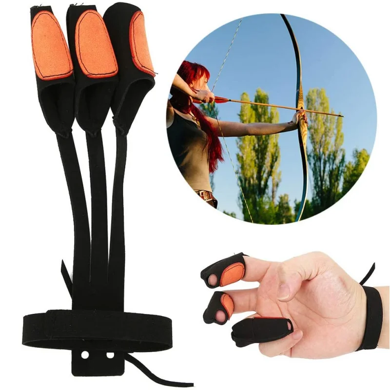 Archery Three Fingers Protective Gloves for Shooting Hunting Breathable Bow Arrow Finger Guard Outdoor Sports Shooting Equipment