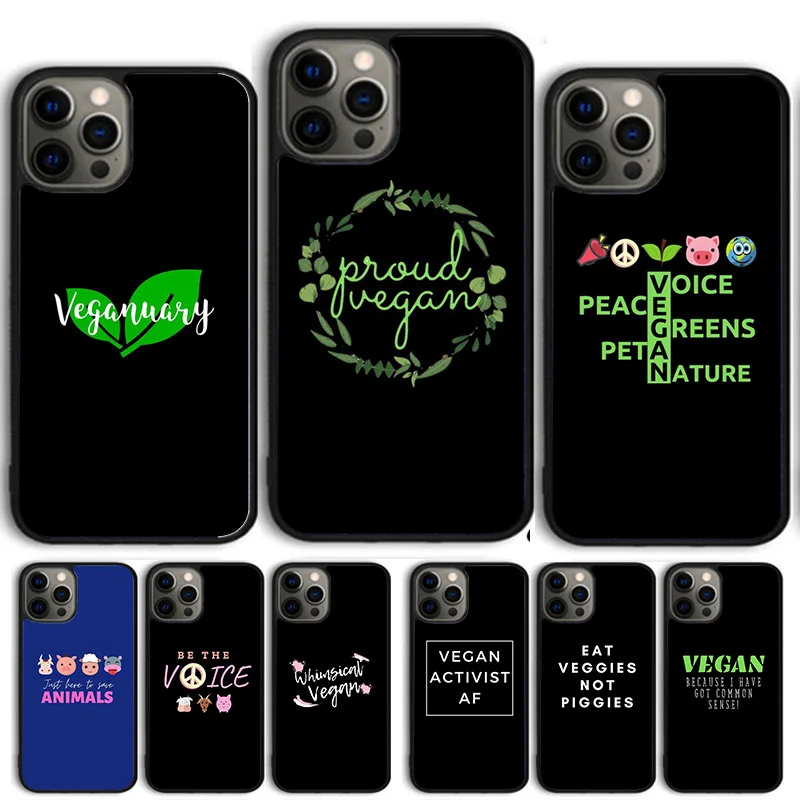 VEGAN FOOD QUOTES ANIMAL LOVE VEGGIE Phone Case For iPhone 14 15 16 13 12 Mini Max Cover For Apple 11 Pro Max 6S 8 7 Plus