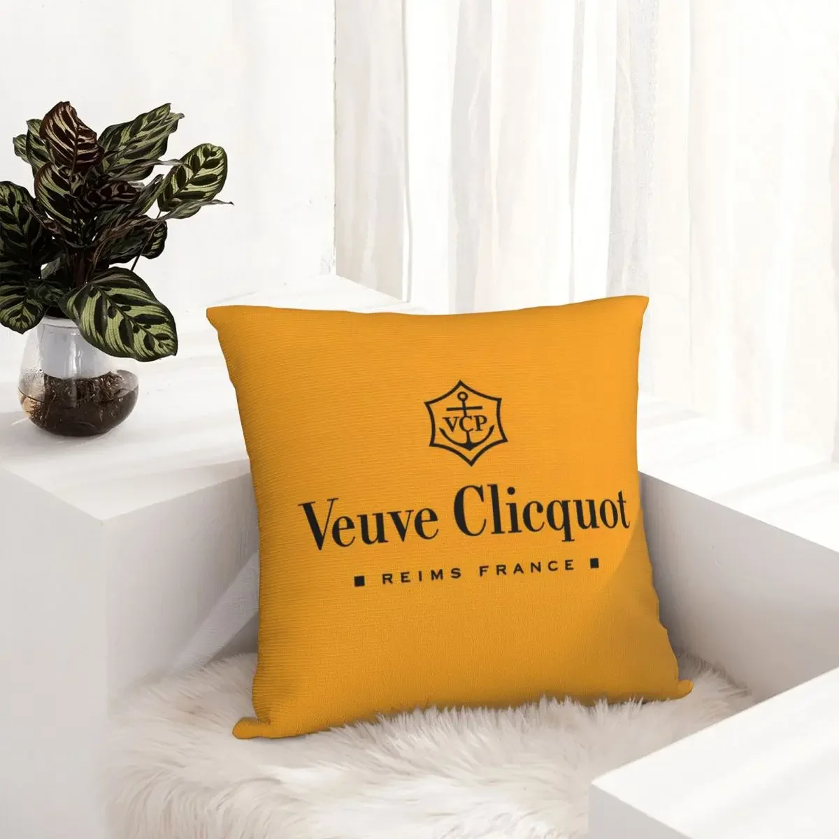 Champagne Orange Square Pillowcases Sofa Veuves Clicquots Cushion Case Cute Home Decoration Throw Pillow Case 45*45