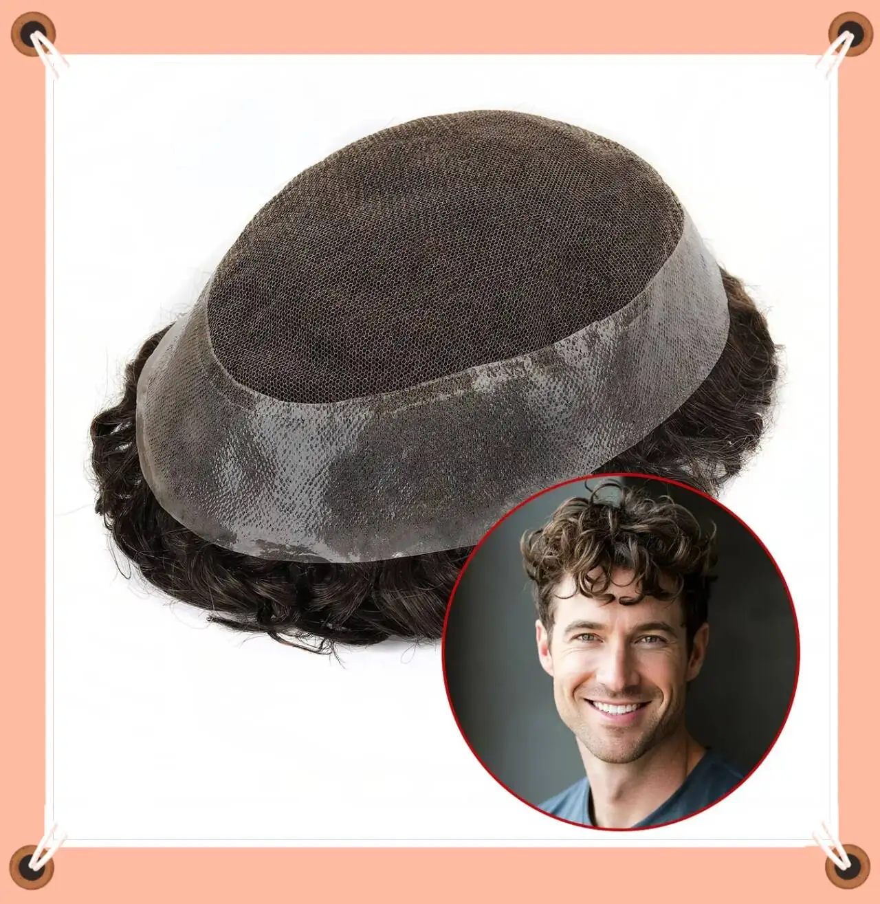 

Система для замещения волос TUL16: 22 мм, свободные кудри, кружевная основа, индийские волосы Реми, парик из натуральных волос для мужчин с редеющими волосами