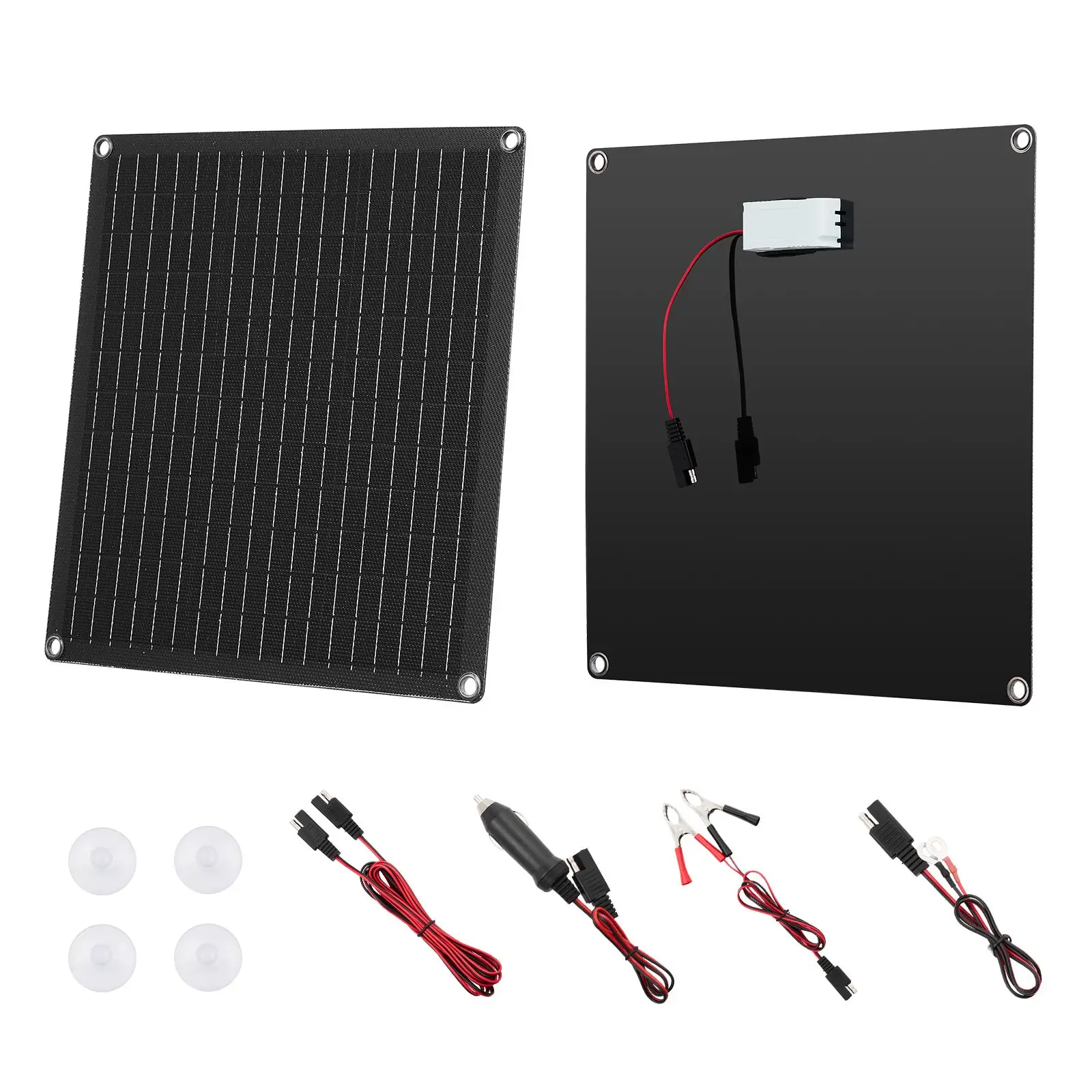 20W 12V Solar Panel Battery Charger, Solar Battery Trickle Charger Maintainer with Built-in Smart Controller & 3 Connection Cabl