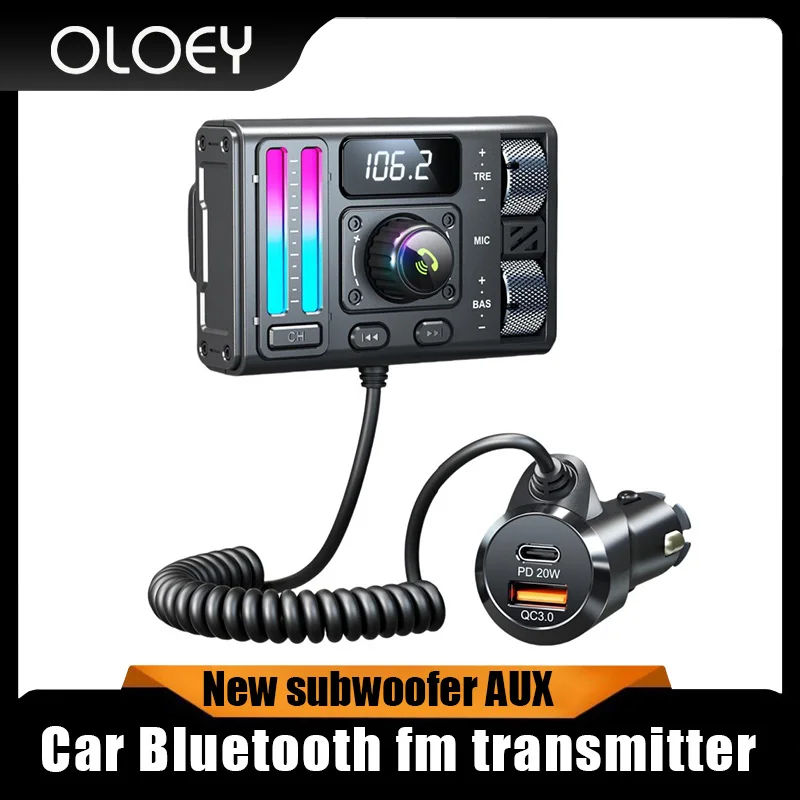 

Car Bluetooth 5.3 Adapter FM Transmitter with Air Vent Installation Aux Supports QC3.0 Treble and Bass Sound Music Player