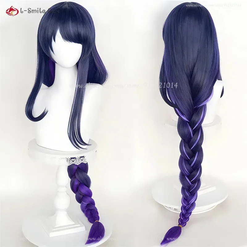 

Game Raiden Shogun Cosplay Wig Beelzebul Purple Long Thick Twisted Braid Heat Resistant Synthetic Hair Party Baal Wigs + Wig Cap