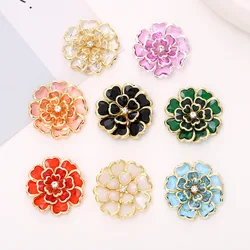Free Shipping 10pcs/lot 37MM Flat Back Flower Rhinestone Button For Hair Flower Wedding Invitation DIY Flower Centerpiece LZY420