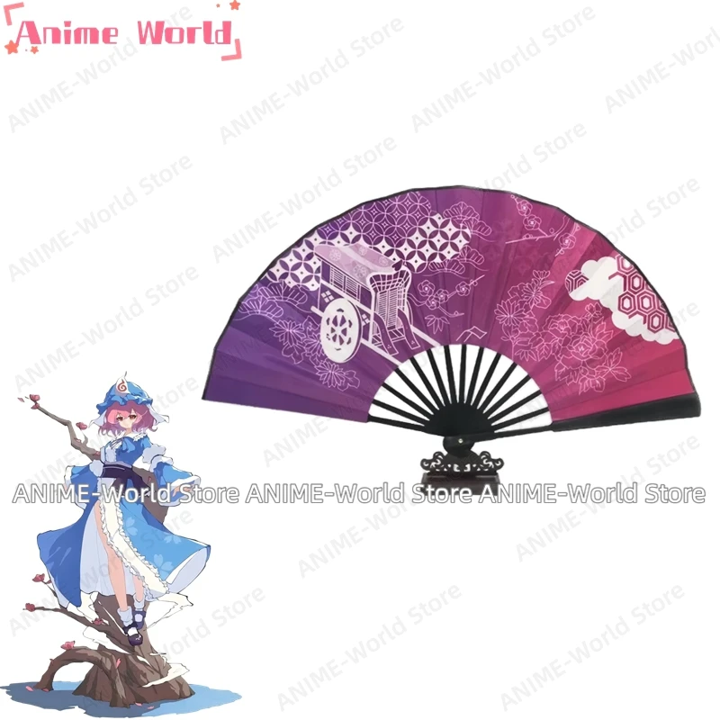 《Custom Size》Anime Game Touhou Project Saigyouji Yuyuko Cosplay Costume Dress Outfit Halloween Carnival Suit Wig Fan Prop - view 6