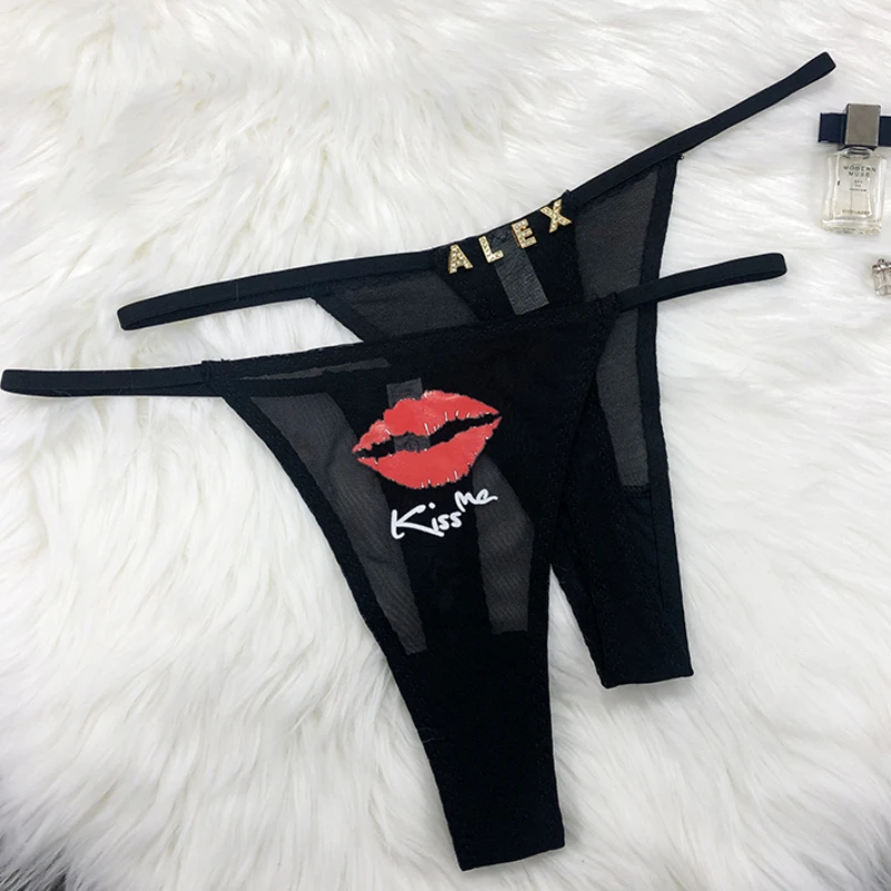 Custom Thongs Crystal Name Letter Women Sexy Underpants Erotic G-String Panties Personalized Underwear Girl Friend Hot wife Gift