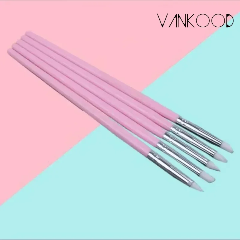 5Pcs/set Leftover Liquid Silicone Pen Nail Art Carving Hollow Soft Head Pen Pottery Clay Tool