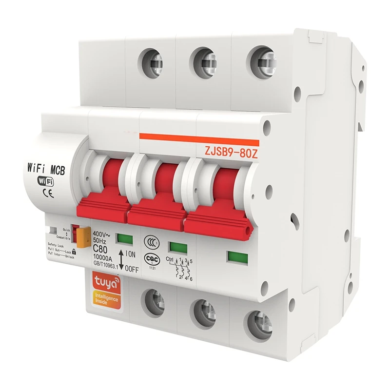 Tuya Wi-Fi Disjuntor Inteligente, Interruptor Automático, Sobrecarga, Proteção contra Curto-Circuito, Amazon, Alexa, Google Home, 40A