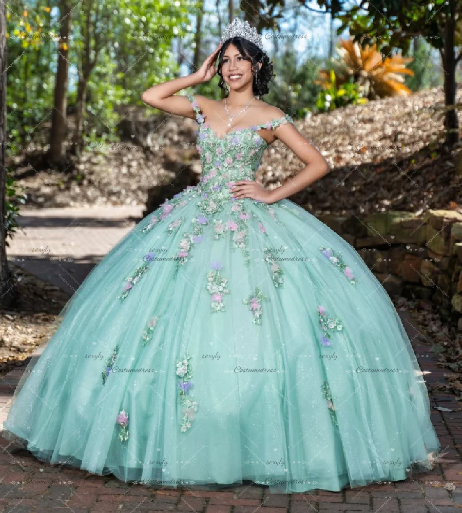 Hortelle fée robes De 15 Quinceañera princesse fleurs colorées princesse douce 16 robe d'anniversaire élégante Charro robes De bal